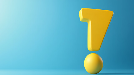 Leinwandbilder - Bright exclamation mark against a blue background, symbolizing a warning or attention-keeping concept