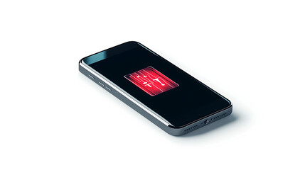 Poster - A smartphone battery infographic shows discharged and fully charged states, clearly isolated on white background