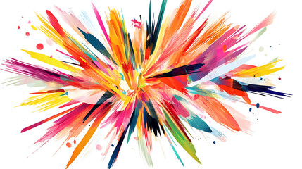 Wall Mural - a colorful abstract pattern with wild brushstrokes various shapes and colors in an explosion-like ar