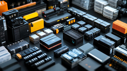 Aufkleber - A diverse group of batteries is displayed, highlighting the range of sizes and types available for various applications