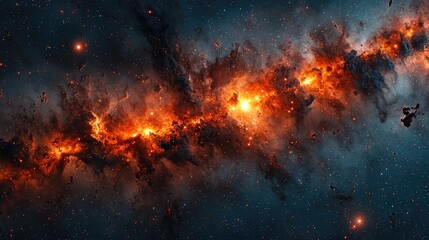 Wall Mural - cosmic nebula abstract background: colorful glowing space wonders
