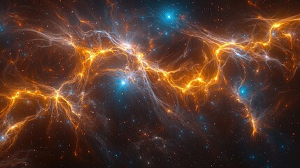 Wall Mural - cosmic nebula abstract background: colorful glowing space wonders