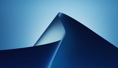 Wall Mural - blue gradient curve , abstract minimalist background design, 3d render