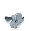 © wendyhayesrise - Two zinc plated, grade 5 bolts stacked on a white back ground.
