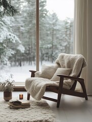 Sticker - Cozy Winter Scene Featuring A Comfortable Armchair