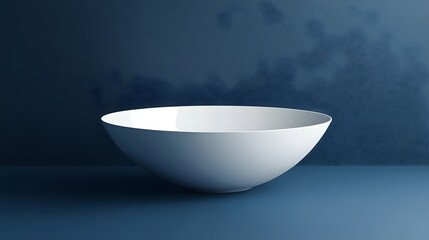 Wall Mural - A white bowl sits on a blue background