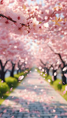 Wall Mural - Cherry Blossoms Pathway