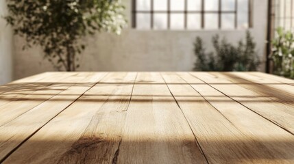 Wall Mural - Sunlight on a Wooden Tabletop