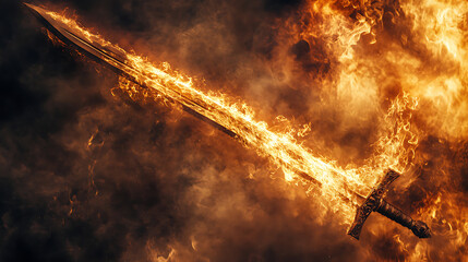 Poster - A striking photo capturing a sword engulfed in flames