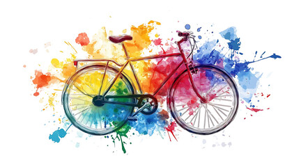 Aufkleber - Cycling objects in whatercolor style on white background, sharp