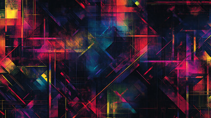 Leinwandbilder - Modern colorful seamless digital line dark backgrounds