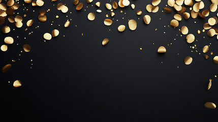 Poster - Raining gold confetti isolated on black, party background concept