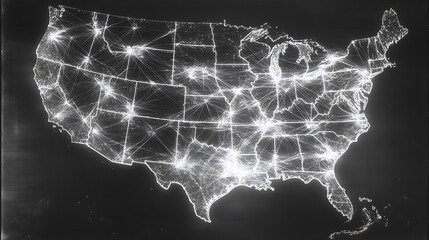 Aufkleber - The image shows the united states with network connected to the globe in the background