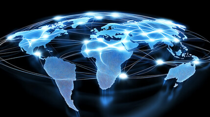 Aufkleber - The image shows the united states with network connected to the globe in the background