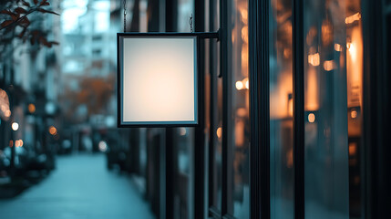Aufkleber - A picture of an empty sign hanging from the outside of a building