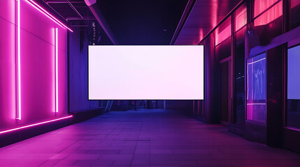 Aufkleber - An empty white sign poster with neon lights