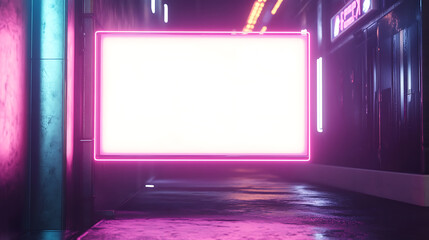 Aufkleber - An empty white sign poster with neon lights