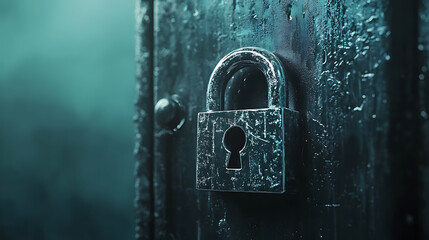 Aufkleber - A digital padlock symbolizing cybersecurity and the protection of sensitive data in a technological context, emphasizing the importance of secure information storage and safety measures