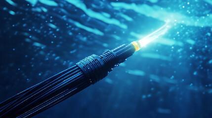 Leinwandbilder - A high-tech submarine fiber-optic cable used for global underwater communication, transmitting data across oceans with high-speed internet connectivity