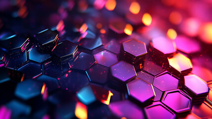 Fototapete - Geometric hexagons form the backdrop for an abstract representation of medicine and science concepts