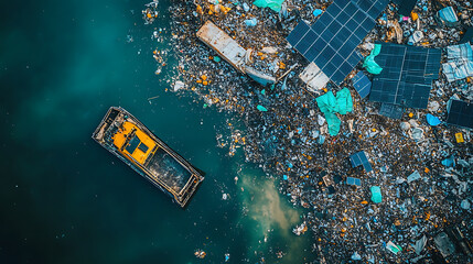 Aufkleber - Environmental challenges of disposing of old solar panels, highlighting the need for sustainable waste management practices in the renewable energy sector