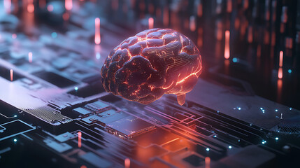The concept of artificial intelligence and machine learning in business internet technology is encapsulated in this representation