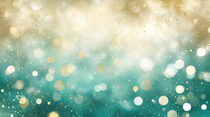 Fototapete - Teal green and gold abstract bokeh background Perfect for festive or celebratory occasions Adding a touch of elegance