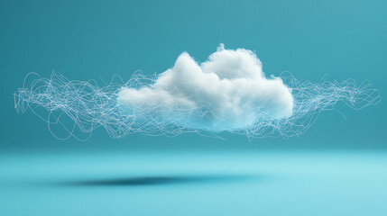 Poster - Cloud computing with data lines on blue background