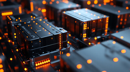 Aufkleber - Battery energy storage system consisting of several lithium battery modules placed side by side