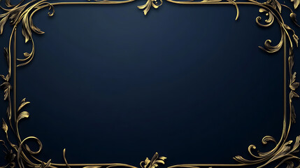Poster - Gold scroll frame on dark blue background