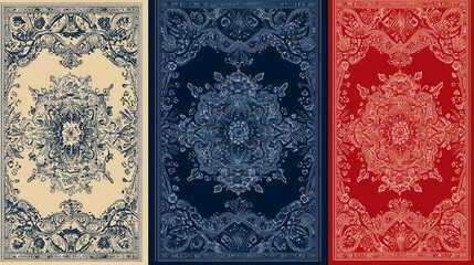 Poster - A seamless bandana pattern available in four different color versions
