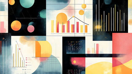 Fototapete - Illustration showcasing the analysis of data charts Emphasizing the importance of visual data presentation in strategic decision-making