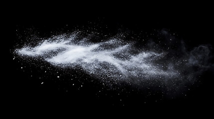 Fototapete - White dust and scratches on black background , layer for photo editor, Horizontal photography shot, soft focus, copy space