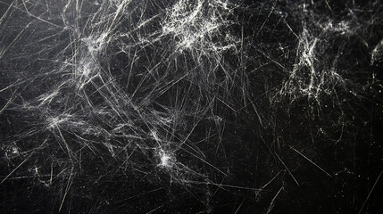 Fototapete - White dust and scratches on black background , layer for photo editor, Horizontal photography shot, soft focus, copy space