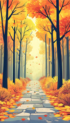 Wall Mural - Autumn Forest Path