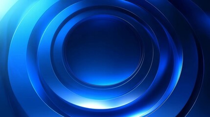 Poster - Abstract Three-Dimensional Blue Circles and Gradient Background with Central Copy Space and Spiral Design