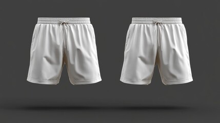 White Athletic Shorts Displayed on Dark Background for Sports and Fitness Promotion, Showcasing Lightweight and Comfortable Design Ideal for Training and Active Lifestyle