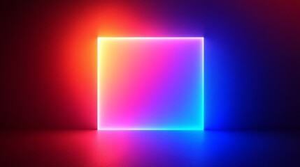 Poster - Abstract Neon Square with Gradient Background and Glow Illumination