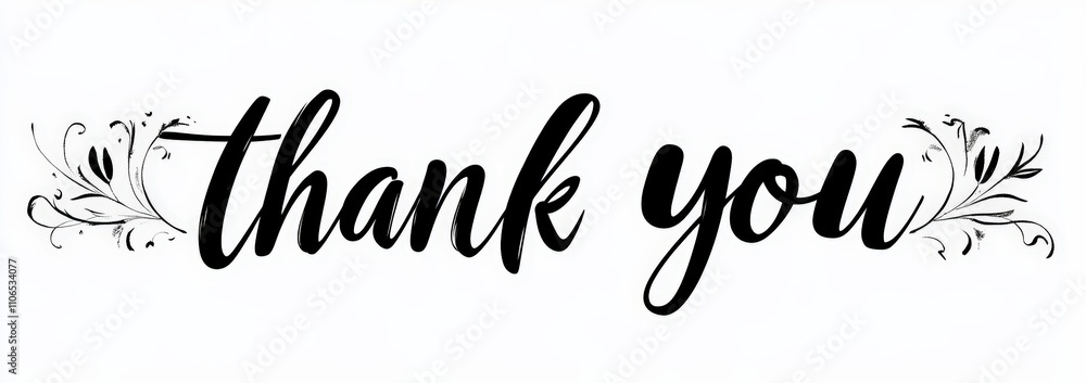 Thank You Cursive Calligraphy Banner Elegant Hand Lettering Stock ...