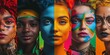 © Dari - Diverse Women Smiling, Colorful Body Paint, Close-up Portraits