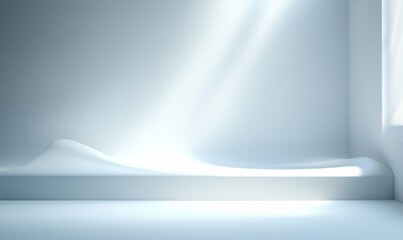 Aufkleber - Minimal Abstract Light Blue Background for Product Presentation with Soft Shadow and Window Light on Plaster Wall