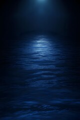 Wall Mural - calm night ocean scene with glowing moonlight reflecting on the dark blue rippling water, evoking pe