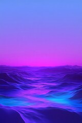 Wall Mural - vivid ocean waves at sunset in radiant purple and pink gradients, creating a serene and surreal seas