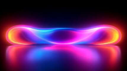 Poster - Vibrant Neon Waveform Abstract Digital Artwork Glowing in the Dark Simple Wallpaper