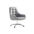 © THTA - Modern Gray Leather Swivel Office Chair with Chrome Base