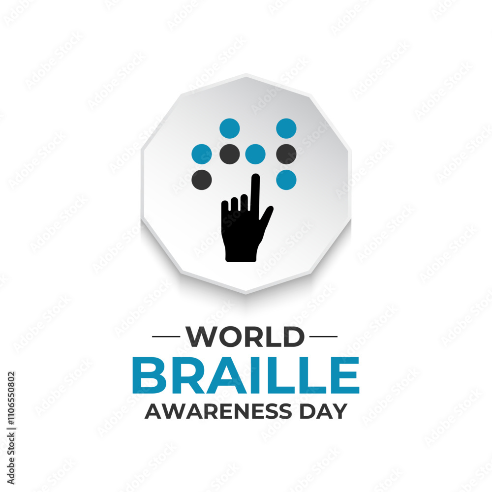vector graphic of World Braille Day january 4th. Blind braille for ...