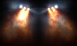 © zhuan - Powerful Stage Lights Illuminating Dark Background with Dramatic Beams and Lens Flares