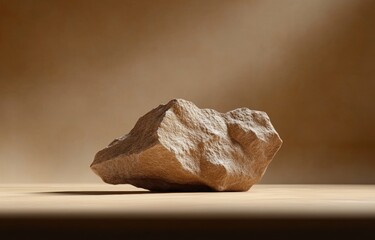 Poster - Nature Stone Display on Brown Background Minimalist Modern Presentation Podium