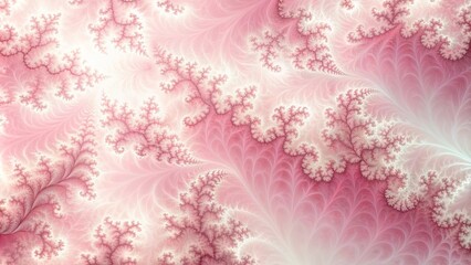 Wall Mural - Delicate Pink and White Fractal Pattern An Intricate Design of Swirling, Branching Forms
