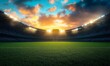 © zhuan - empty football stadium at sunset with clouds and lights